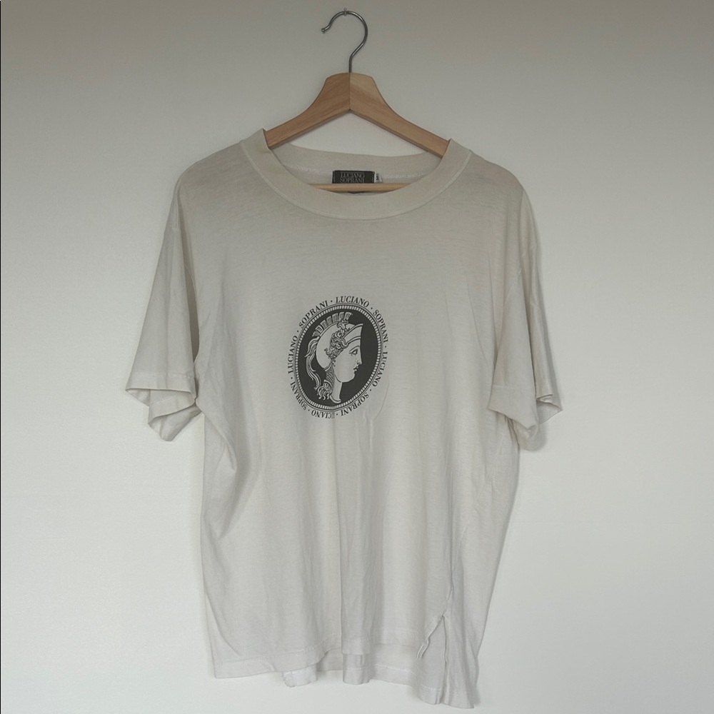 Vintage Italian Roman Cream Graphic Short Sleeve Tee Medium